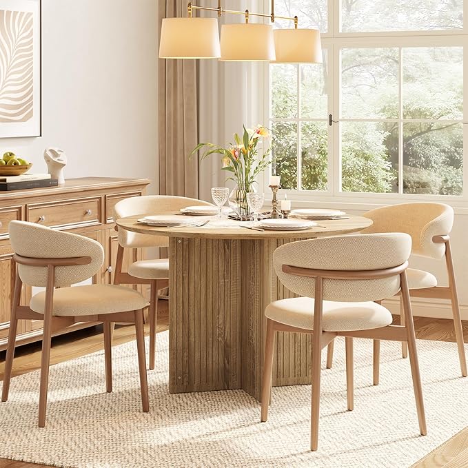 LITTLE TREE Round Dining Table for 4-6 People, Modern Wooden Kitchen Table - Image 4