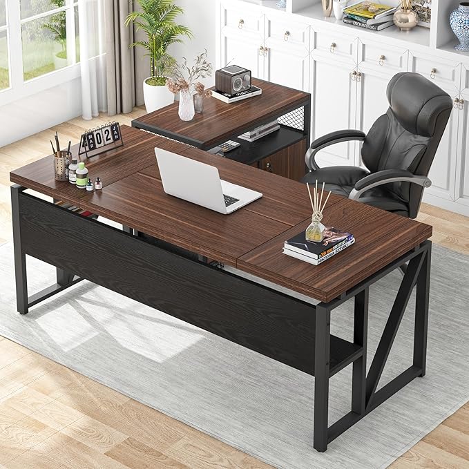 Tribesigns L Shaped Desk with Drawer Cabinet, 2 Piece Home Office Furniture by Tribesigns