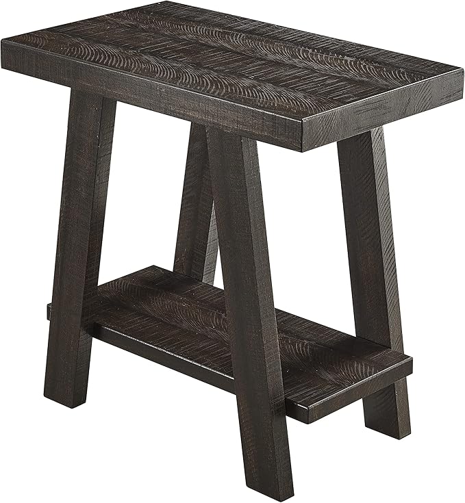 Roundhill Furniture Athens Contemporary Wood Shelf Side Table, Weathered - Image 3