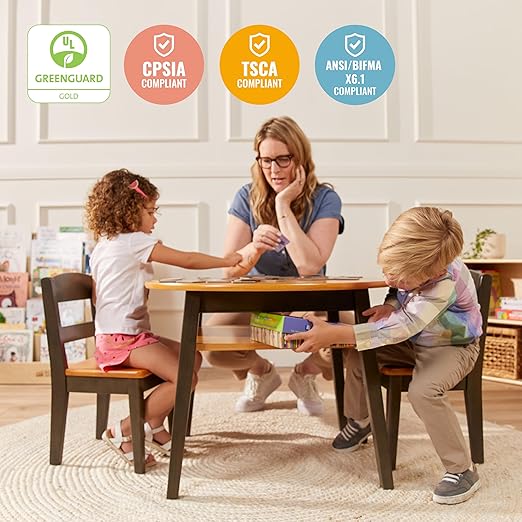 ECR4Kids Hideaway Table and Chair Set, Kids Furniture, Honey/Grey Wash - Image 6
