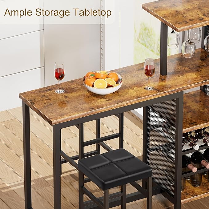 VECELO Bar Table and Chairs Set - Image 6
