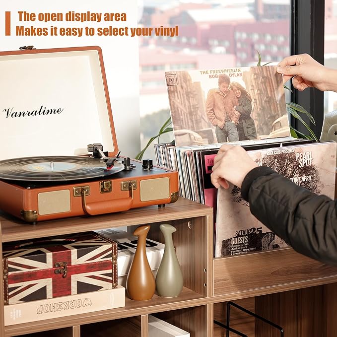 Record Player Stand, Large Record Player Table Cabinet - Image 4