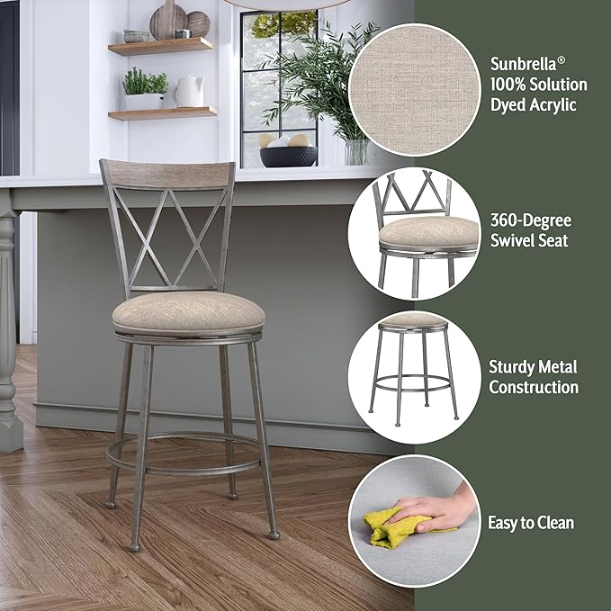 Hillsdale Stewart Indoor/Outdoor Swivel Counter Height Stool, Aged Pewter - Image 4