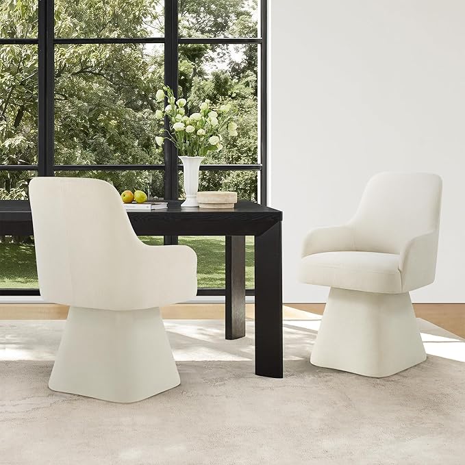 Swivel Dining Chairs Set of 4, Mid Century Modern Chairs Fabric Upholstered - Image 8
