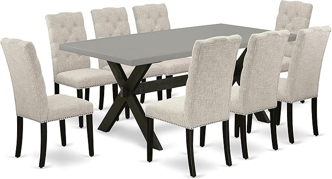 East West Furniture X697EL635-9 9 Piece Dining Set Includes a Rectangle Dining - Image 2