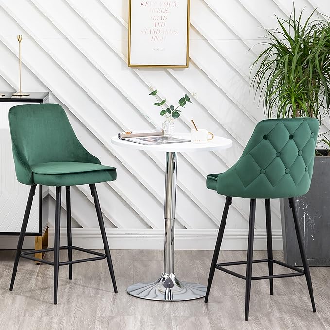 BTEXPERT Set of 2 Pack, Premium upholstered Dining 25" High Back Stool Bar - Image 9