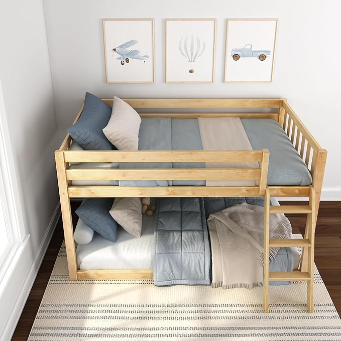 Max & Lily Fundamental Twin Low Bunk Bed, Kids Solid Wood Modern Bed Frame - Image 9