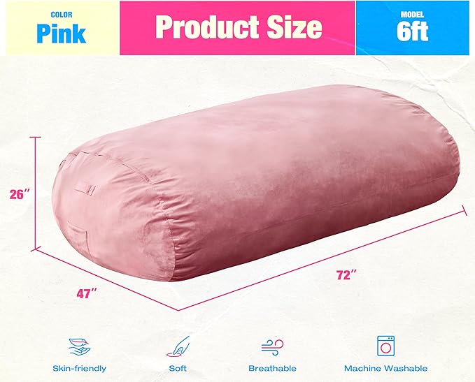 Hobestluk 6FT Bean Bag Chair Large Beanbag Lounger - Image 2
