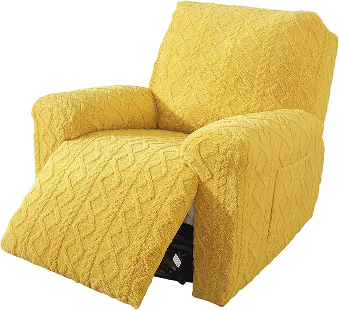 vctops 4 Pieces Geometric Jacquard Plush Recliner Slipcovers Soft Fuzzy Fluffy by vctops