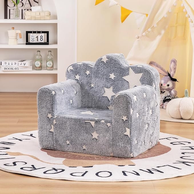 Tiita Kids Couch Plush Toddler Chair, Cloud-Like Glow in The Dark Kids Sofa - Image 8