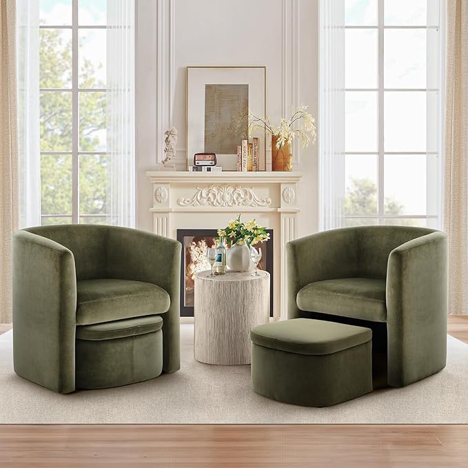 COLAMY Upholstered Velvet Barrel Accent Chair - Image 6