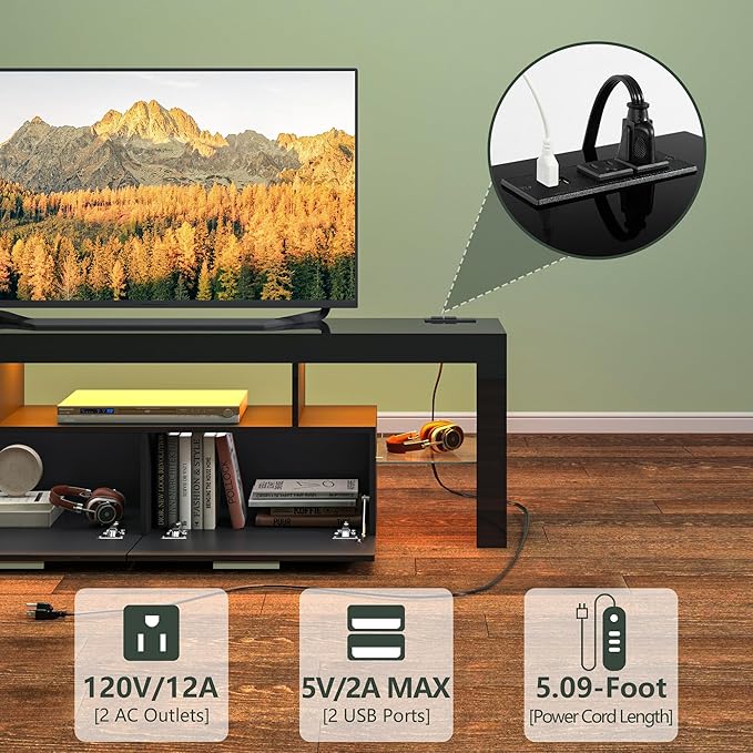 Clikuutory Modern LED Black 67 inch TV Stand - Image 4