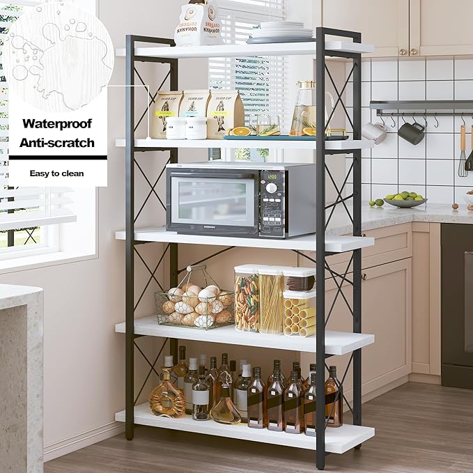 HCHQHS Bookshelf, 5-Tier Industrial Bookcase, Open Book Shelf, Freestanding - Image 5