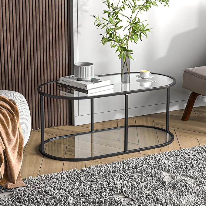 Coffee Table Black Glass Coffee Table - Image 5