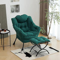 Modern Lazy Chair with Folding Footrest, Lounge Accent Reading Chair by Furlide