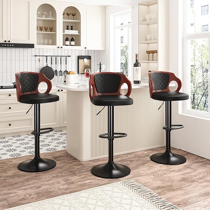 VECELO Bar Stools Set of 2, Adjustable Counter Height Stools - Image 8