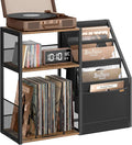 VASAGLE Record Player Stand, 3-Tier Side Table, Vinyl Record Storage up to 140 by VASAGLEbySONGMICSHOME