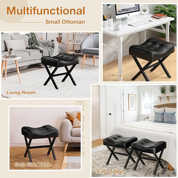 18-Inch Large Leather Vanity Stool, Vanity Chair - Image 8