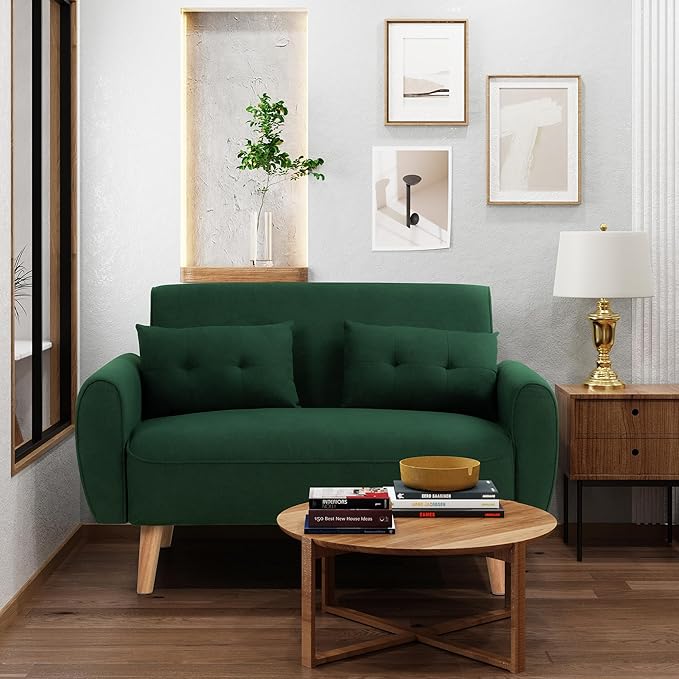 Shintenchi Small Modern Loveseat Couch Sofa, Mid Century Fabric Upholstered by Shintenchi