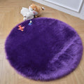 duduta Purple Faux Sheepskin Round Rug 4x4 ft, Fluffy Shag Fur Bedroom Nursery by Duduta