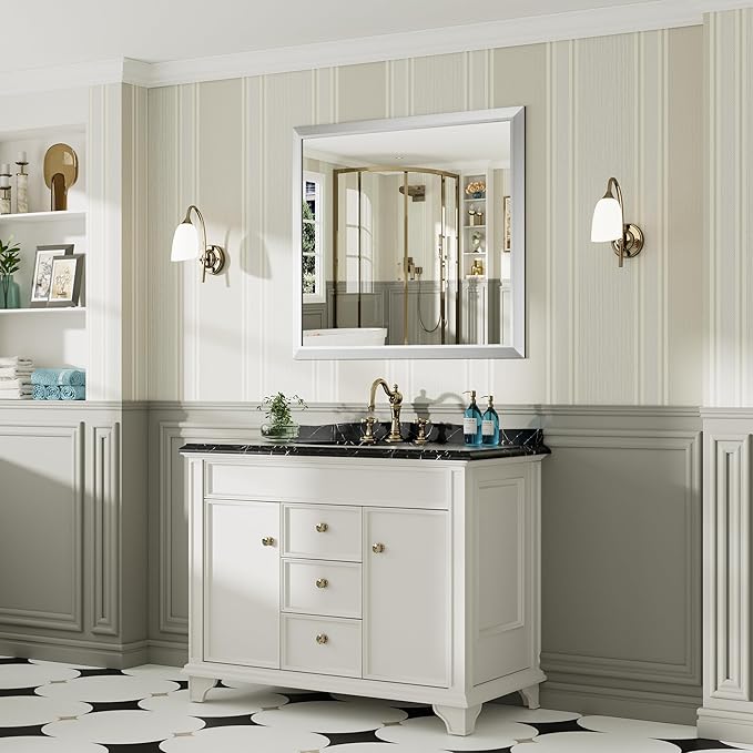 40x36 Inch Silver Bathroom Mirror - Image 4