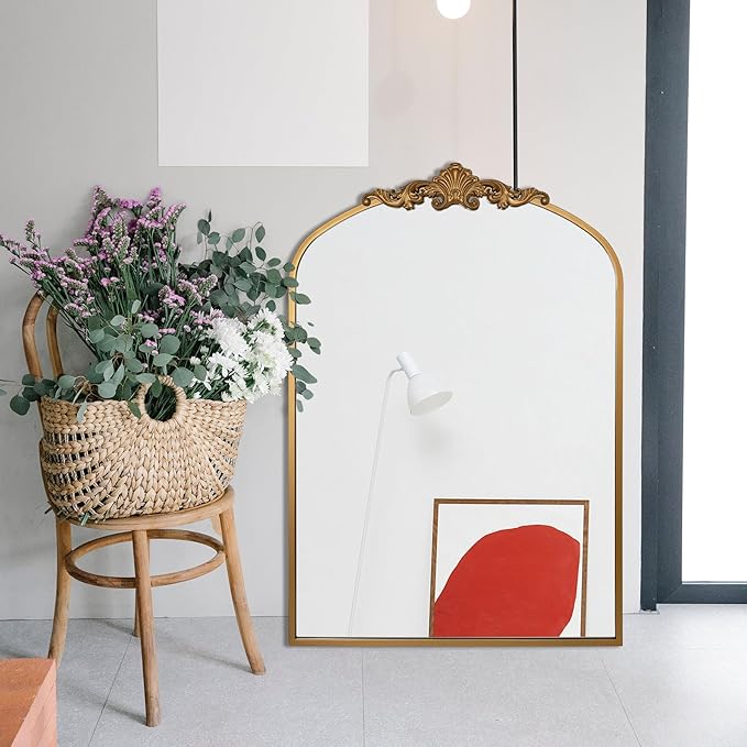 Ruomeng Arched Mirror Traditional Vintage Baroque Inspired Wall Mirror - Image 6