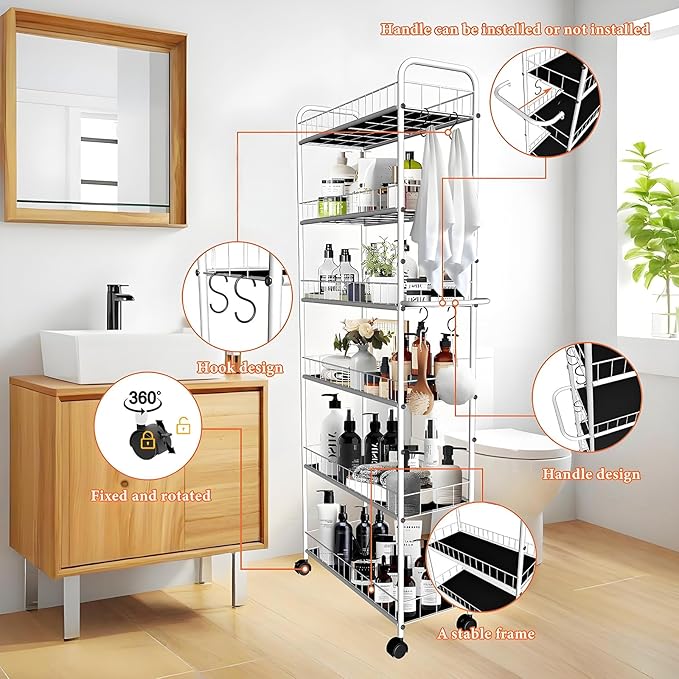 6 Tier 10in Slim Rolling Storage Cart - Image 5