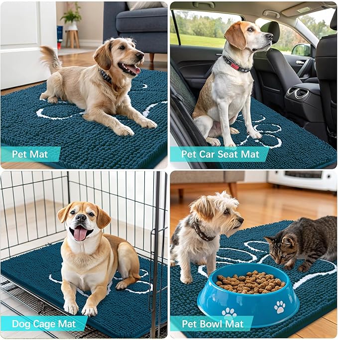 OLANLY Door Mat for Muddy Dog Paws 59x24, Absorbent Chenille Mud Doormat - Image 7