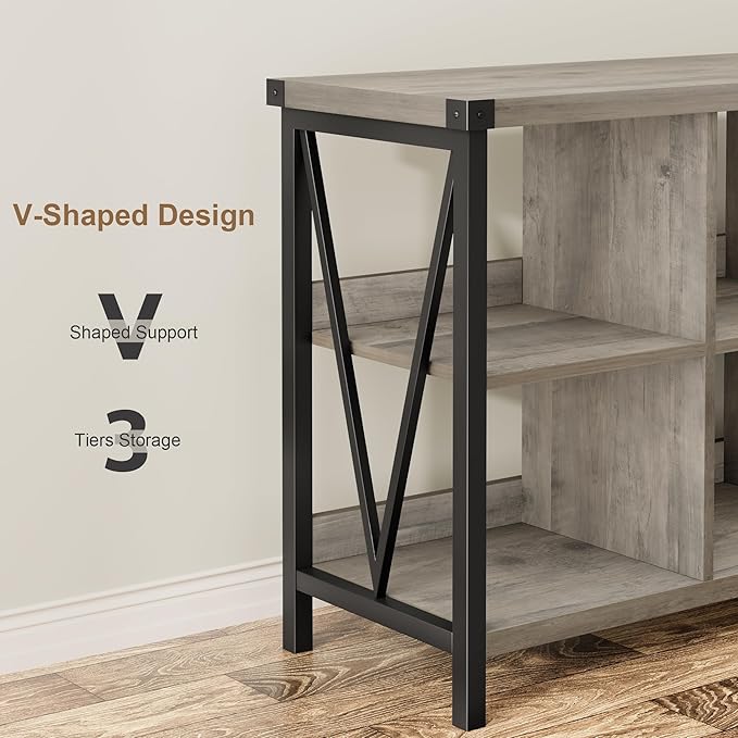 GarveeHome 8 Cube Storage Organizer Bookshelf, 3 Tier Metal Horizontal Bookcase - Image 7
