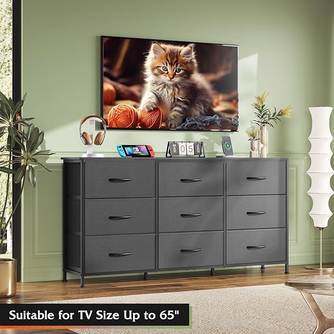 WLIVE 54''W Dresser for Bedroom, 65 inch TV, Wide Chest of Drawers - Image 5