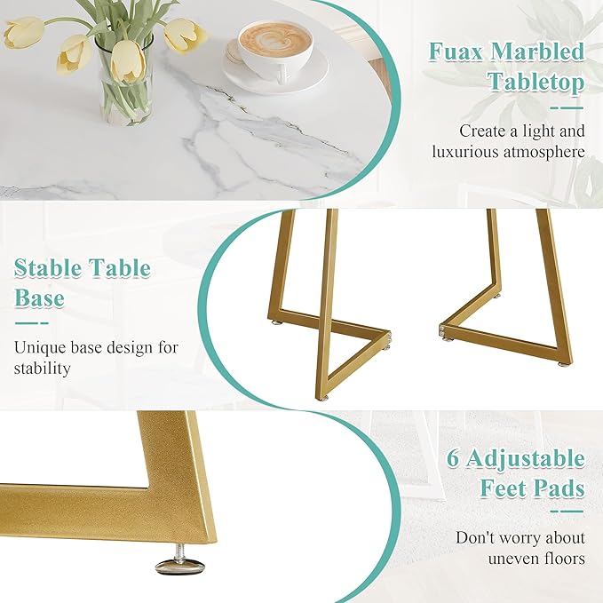 VECELO Small Round Dining Table Set - Image 5