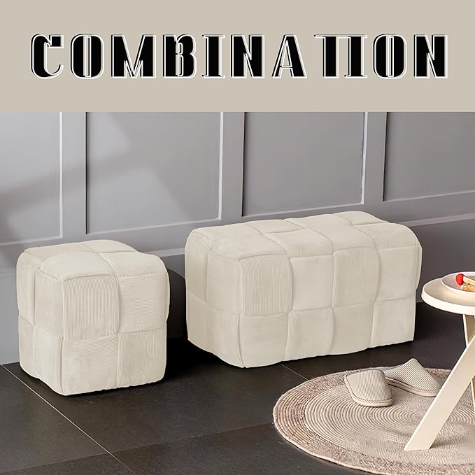 Ottoman Foot Rest Soft and Comfortable Ottoman Square Corduroy Woven Design - Image 4