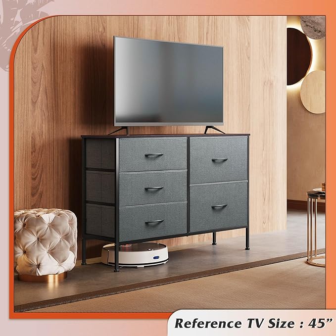 WLIVE Dresser for Bedroom with 5 Drawers, Wide Bedroom Dresser with Drawer - Image 6