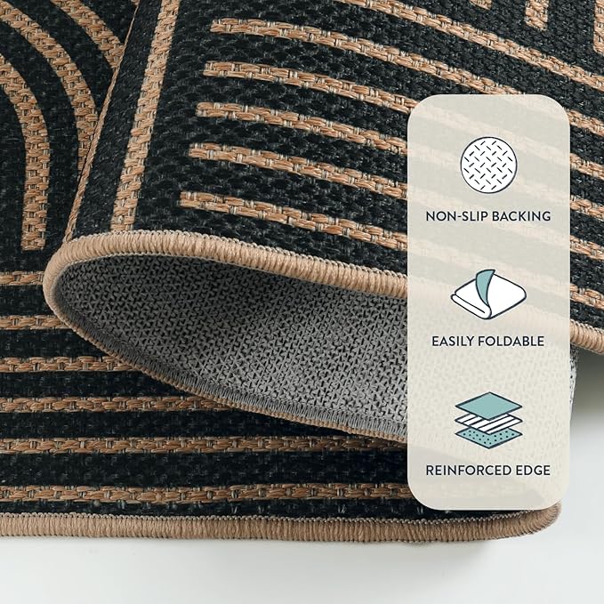Lahome Modern Geometric Outdoor Easy Jute Rug, 3x5 Indoor Outdoor Rugs - Image 5