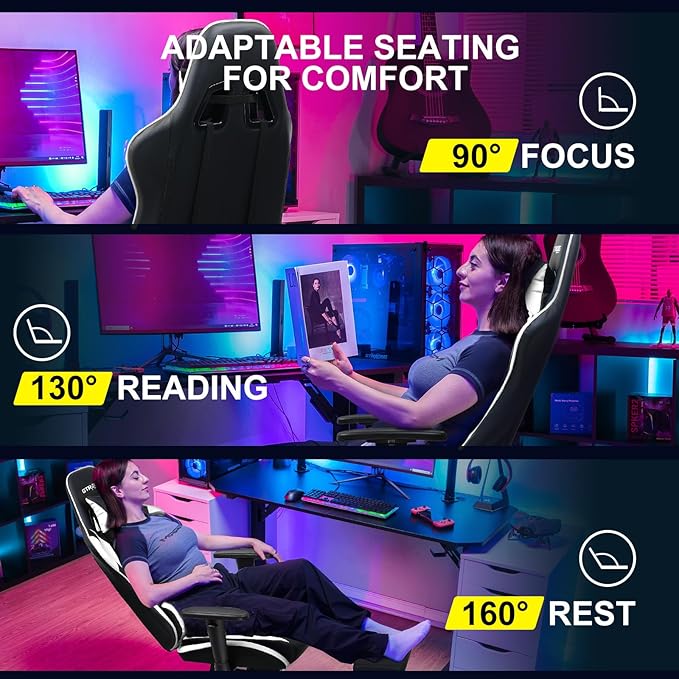 GTRACING Gaming Chair with Footrest, Ergonomic Computer Game Desk Chair - Image 5