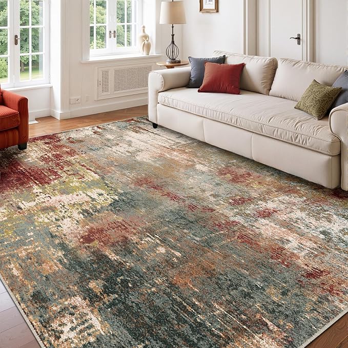 Washable Area Rugs 8'x10' Non-Slip Modern Abstract Soft - Image 2