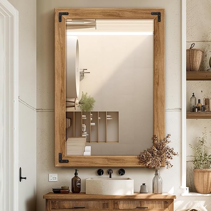 Full Length Mirror with Wooden Frame, Bedroom Decor, Hanging or Leaning by TRAHOME