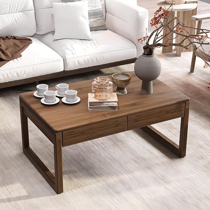 Japanese Floor Coffee Table, Bamboo Low Table, Japanese Tea Table - Image 6
