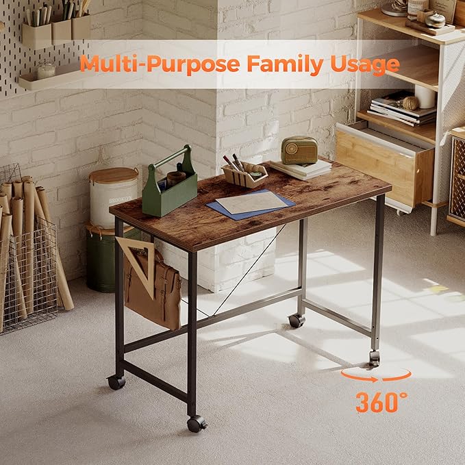 Rolling Computer Desk with Wheels, Gaming Desk - Image 4