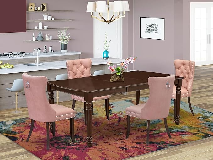 East West Furniture DODA5-MAH-23 5 Piece Dining Room Set Consists of a - Image 2