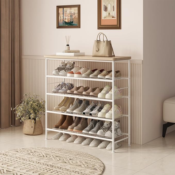 Shoe Rack Organizer 5 Tier for Closet Entryway Free Standing Metal Storage Shoe - Image 4