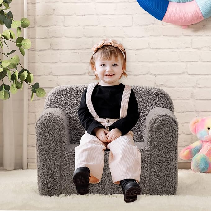 ALIMORDEN Kids Ultra-Soft Snuggle Foam Filled Chair, Toddler Cuddly Sherpa - Image 2