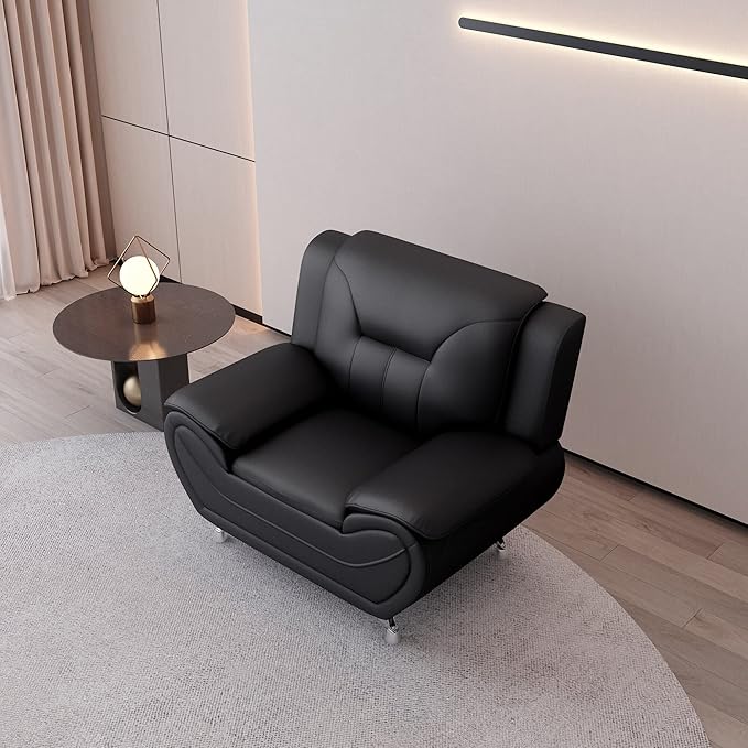 Container Furniture Direct Michael Modern Faux Leather Upholstered Stainless - Image 15
