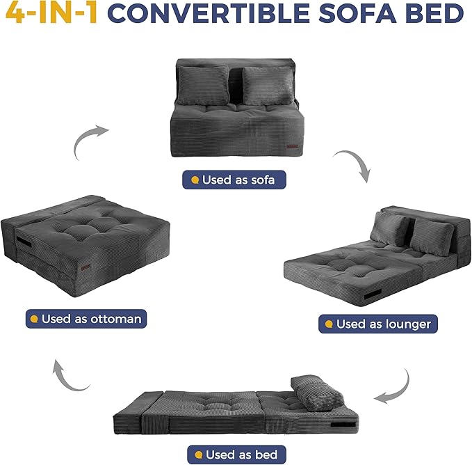 MAXYOYO Convertible Sofa Bed, Fold Out Loveseat Sleeper Sofa - Image 5