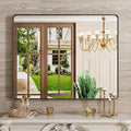 40X32 Inch Black Bathroom Mirror, Rounded Rectangle Matte Bathroom Vanity Mirror by JISOSO