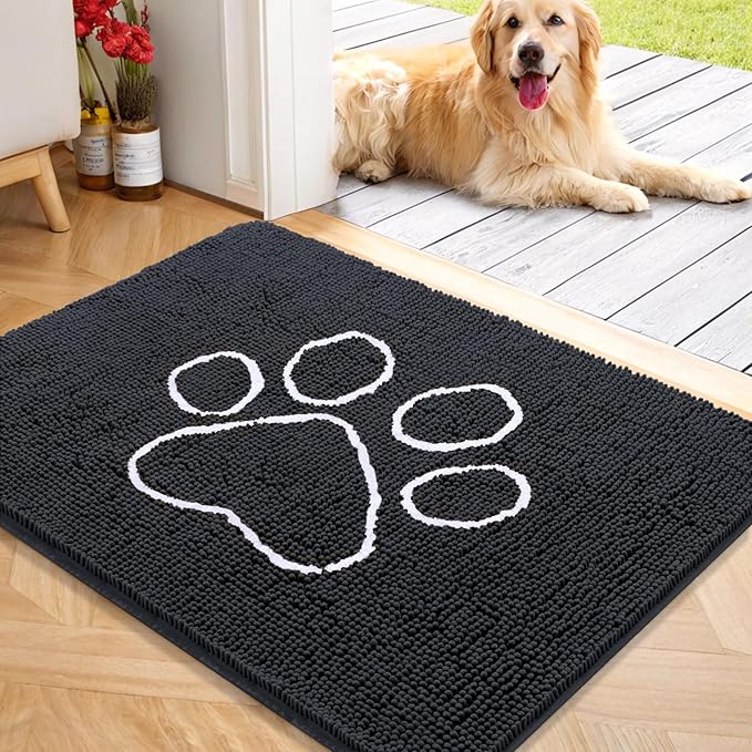 OLANLY Door Mat for Muddy Dog Paws 40x32, Ultra Absorbent Chenille Mud Doormat by OLANLY