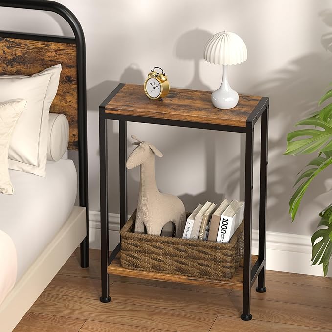 Narrow Side Table for Small Space Set of 2, 2-Tier Small End Table - Image 2