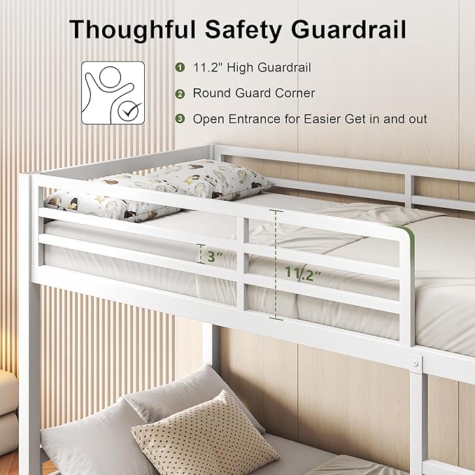Feonase Metal Bunk Bed Twin Over Twin - Image 4