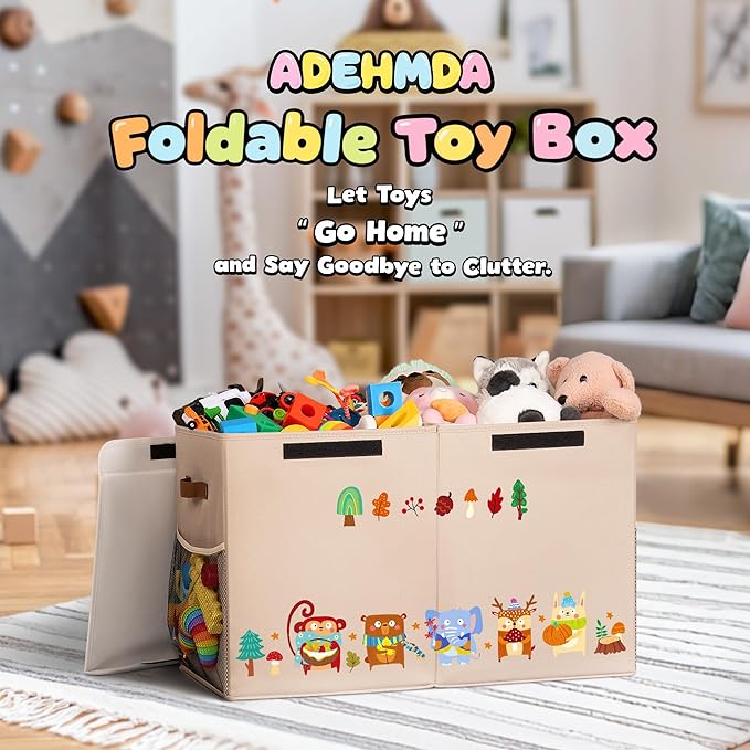 80L Large Toy Storage Box with Lid, Large Toy Box Chest - Image 2