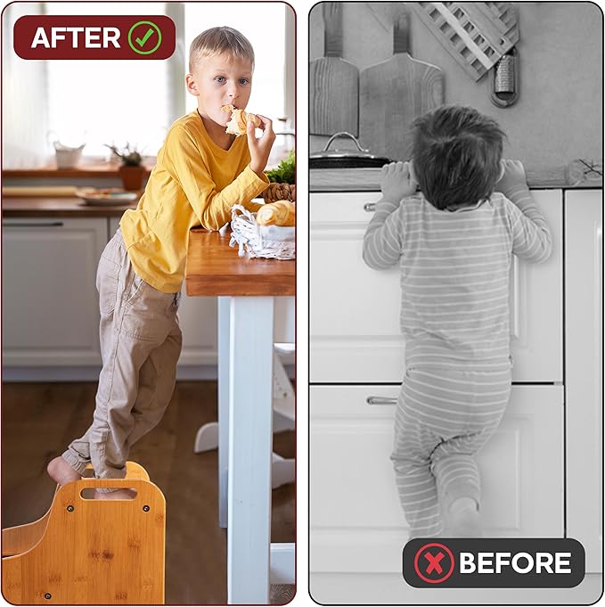2-Step Wooden Step Stool for Adults & Kids – Non-Slip Bed, and Closet Use – - Image 6